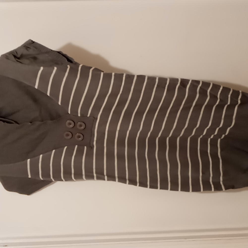 Girls Green and White Sweater dress stripped